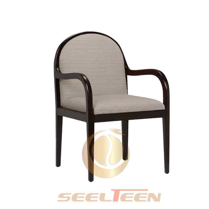 Armrest dining chair wooden frame with curved back Seelteen