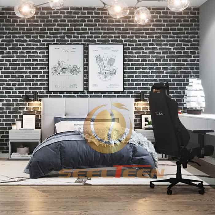 King size bed room set yellow and blue Seelteen Furniture