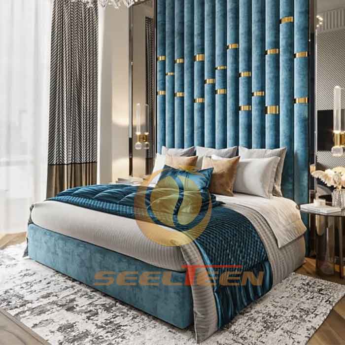 King size bed room set yellow and blue Seelteen Furniture