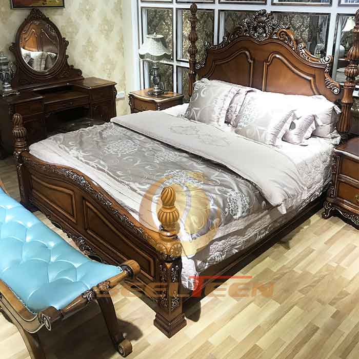 Antique bed frame old style wood handmade designSeelteen