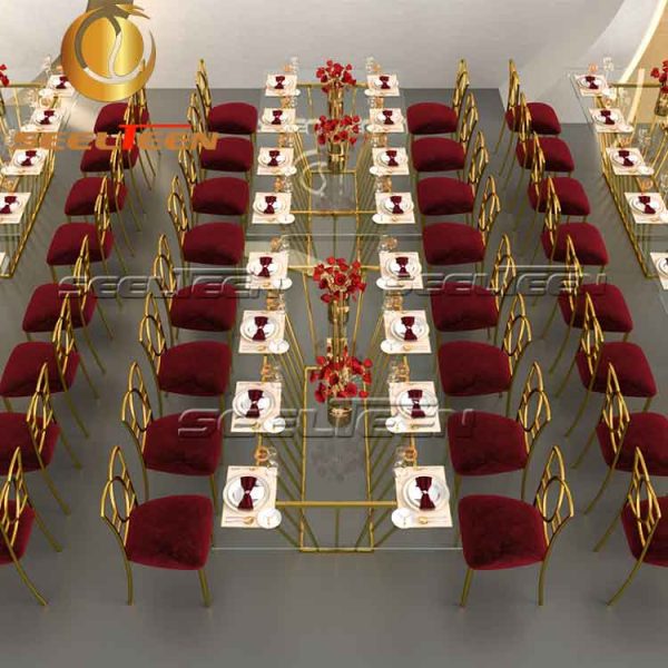 Rectangular glass dining table