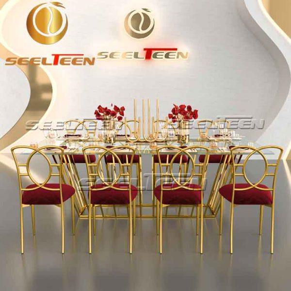 Rectangular glass dining table