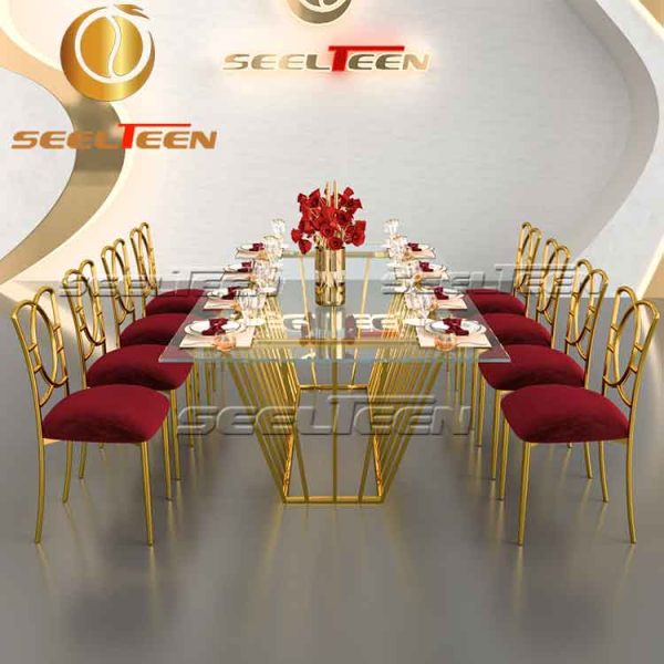 Rectangular glass dining table