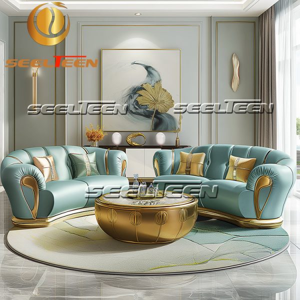Blue Leather Sofa