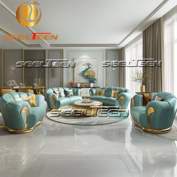 Blue Leather Sofa