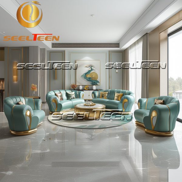 Blue Leather Sofa