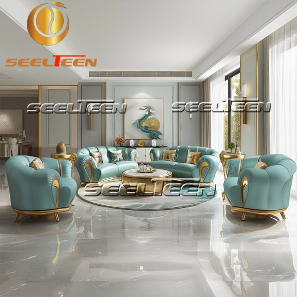 Blue Leather Sofa