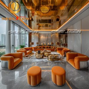Orange Velvet Couch