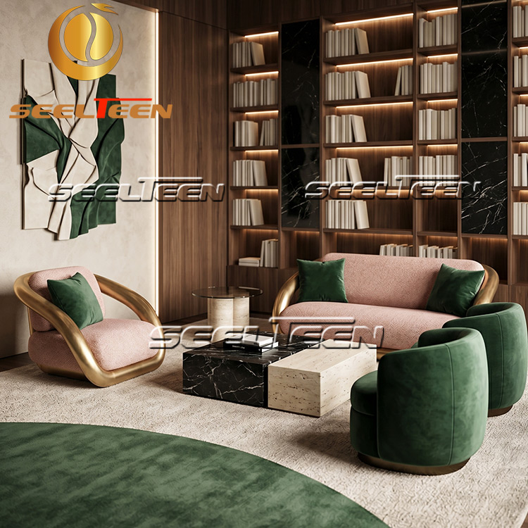 Design a High-End Living Room with a Stainless Steel Sofa